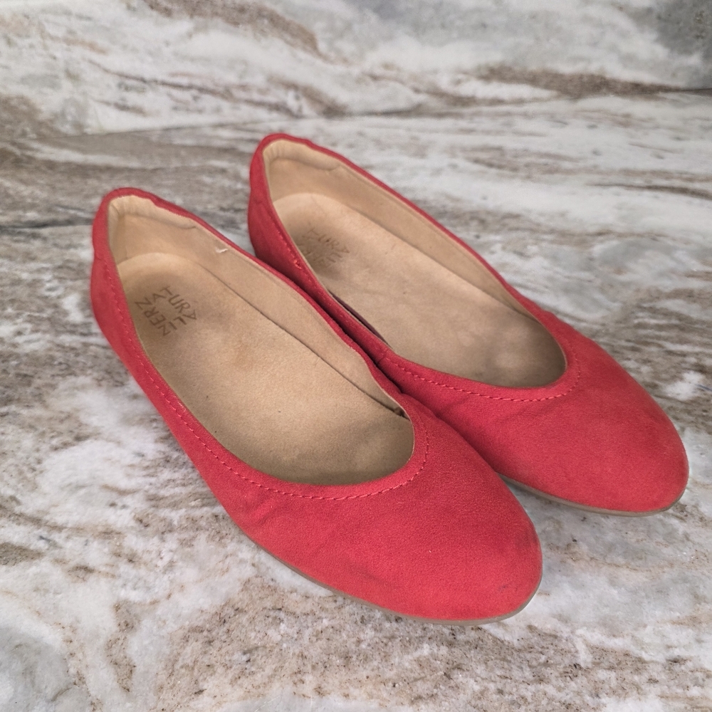 Naturalizer Vivienne Skimmer Ballet Flats Red Microsuede Size 9